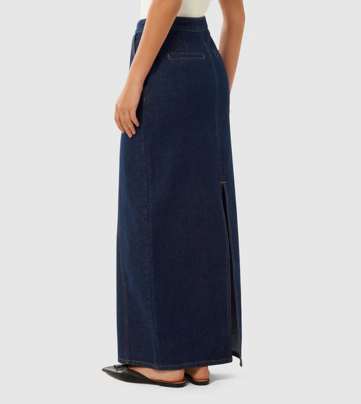forever new  PHEOBE Paneled Denim Maxi Skirt for Women | Best Price UAE